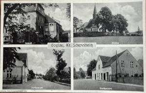 Thumbnail: Postkarte aus Goglau, Kreis Schweidnitz von 1938